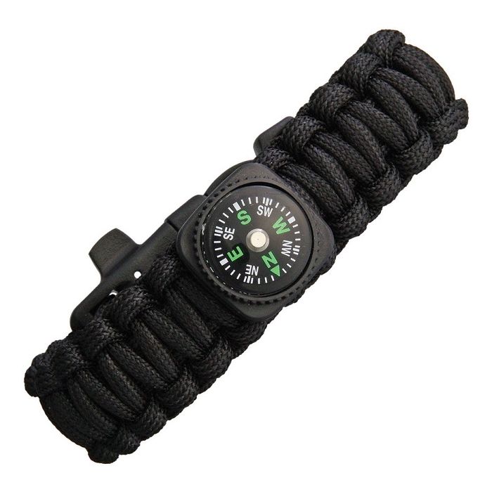 Produit Explorer - Bracelet Paracord Survival Sifflet + Firesteel Black