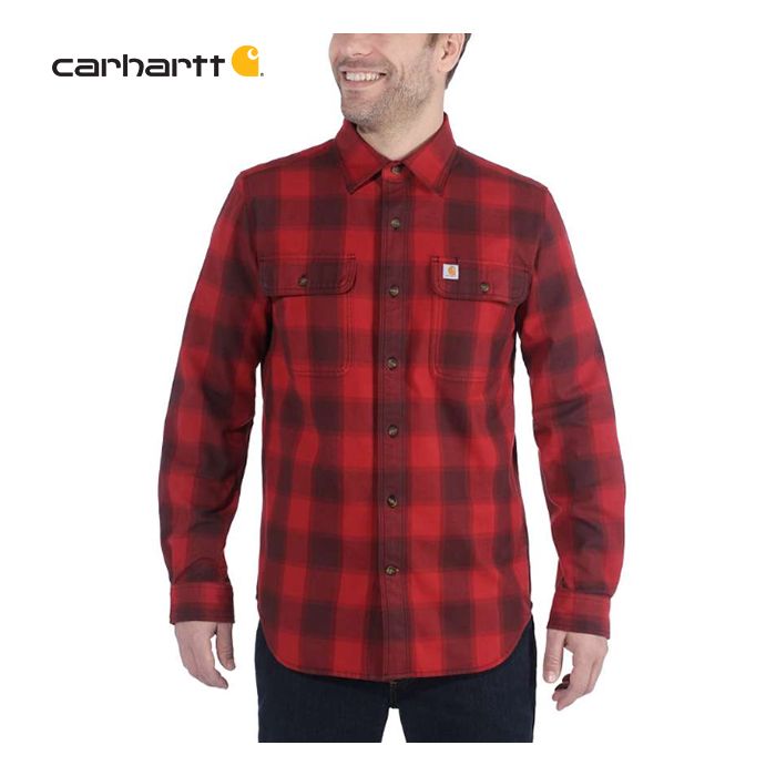 Produit Carhartt - Chemise à carreaux HUBBARD Slim Fit Flannel Rouge - Noir