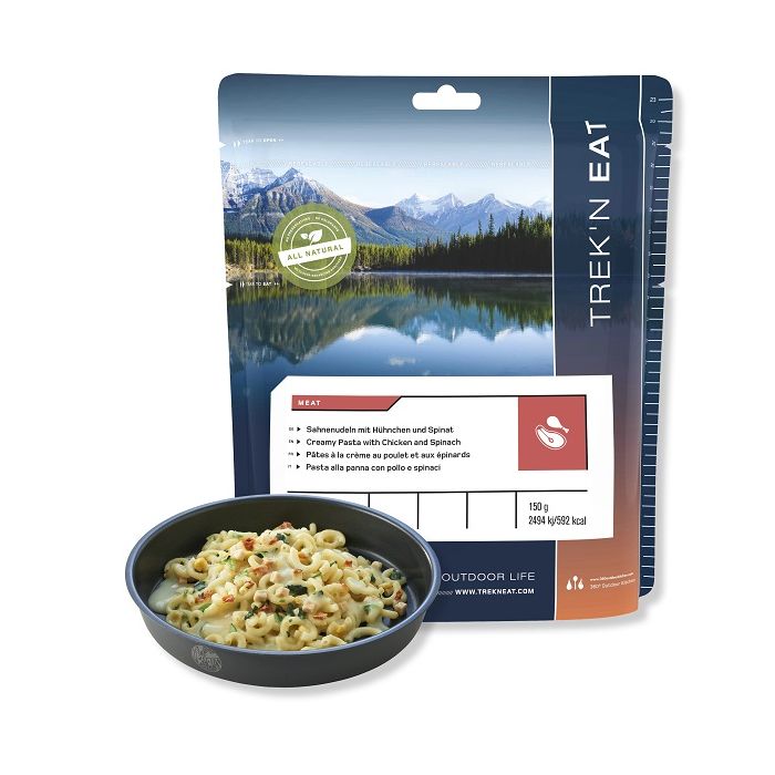 Produit Trek'n Eat - Lyophilisé Pâtes à la crème au poulet et épinards - 150gr / 592 kca