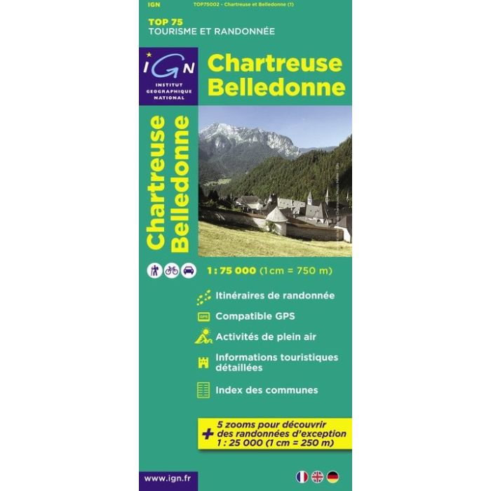 Produit Carte IGN Top75 Chartreuse - Belledonne