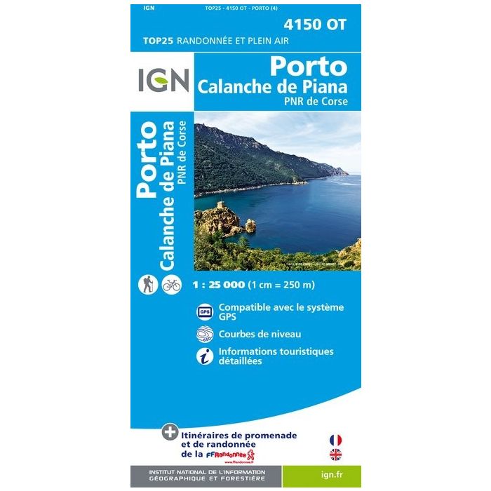 Produit Carte IGN top25 Porto - Calanche de Piana - Pnr de la Corse (Gps)