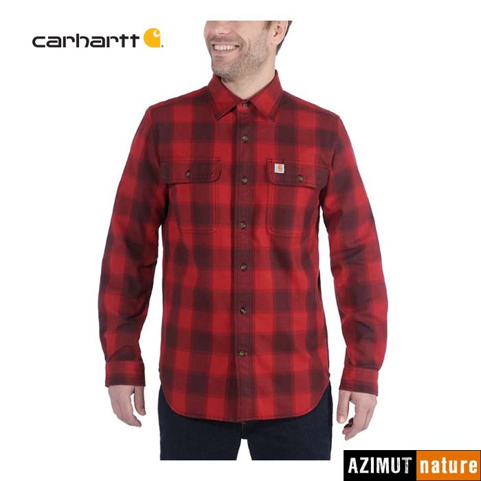 Produit Carhartt - Chemise à carreaux HUBBARD Slim Fit Flannel Rouge - Noir