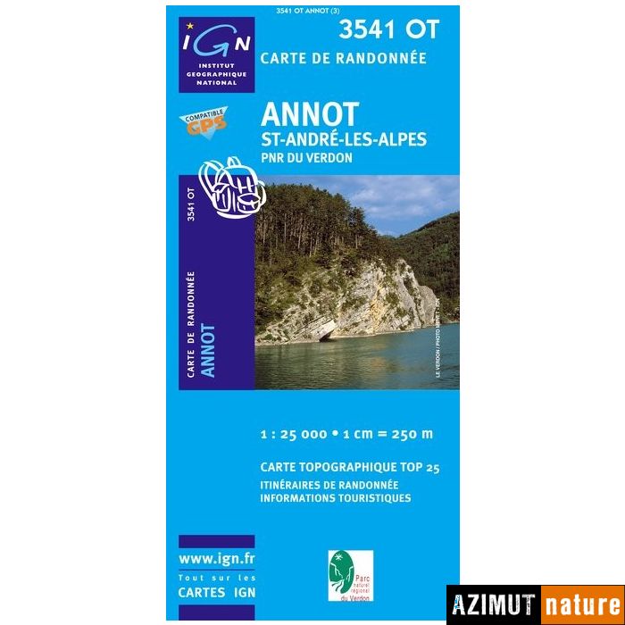 Produit Carte IGN Top25 Annot - St André les Alpes - PNR du Verdon (GPS)