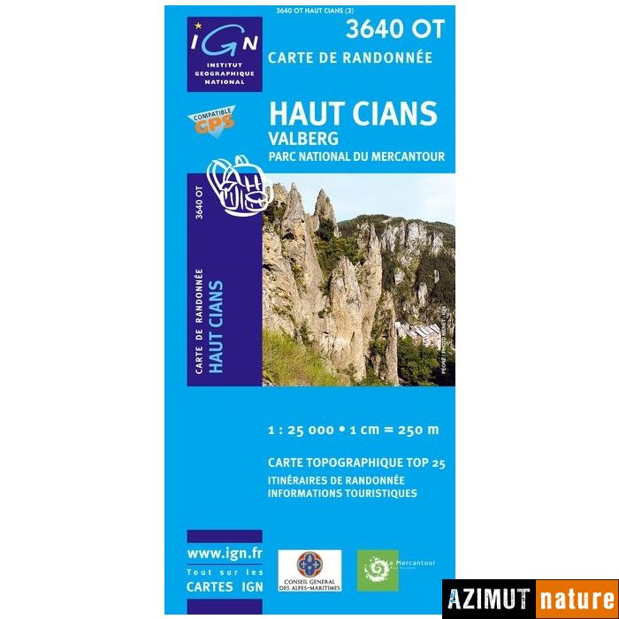 Produit Carte IGN Top25 Haut Cians - Valberg - PN Mercantour (GPS)